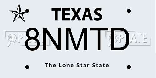 8NMTD Texas License Plate