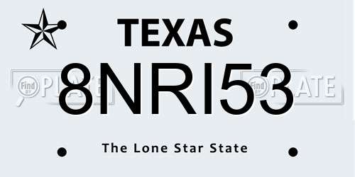 8NRI53 Texas License Plate