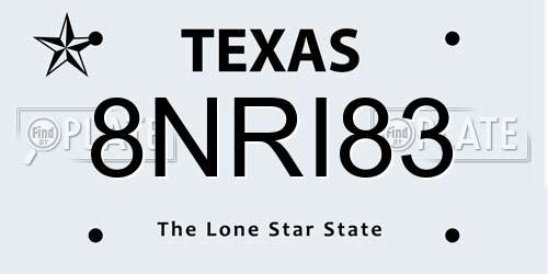 8NRI83 Texas License Plate