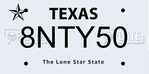 8NTY50 Texas License Plate