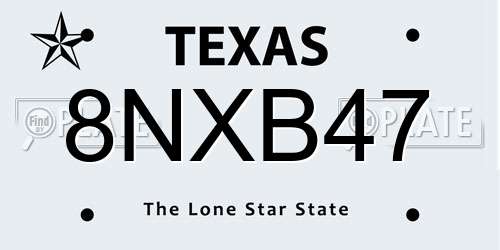 8NXB47 Texas License Plate