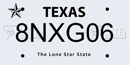 8NXG06 Texas License Plate