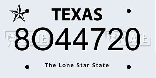 8O44720 Texas License Plate