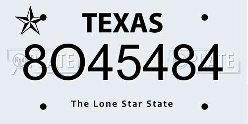 8O45484 Texas License Plate