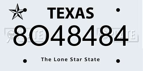 8O48484 Texas License Plate