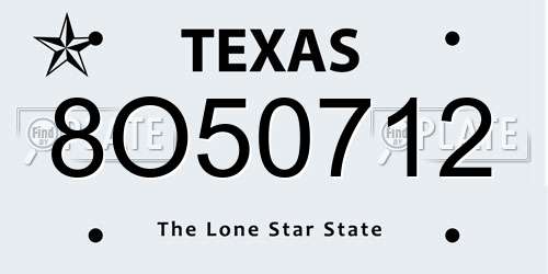 8O50712 Texas License Plate
