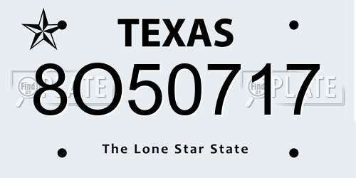 8O50717 Texas License Plate