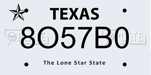 8O57B0 Texas License Plate