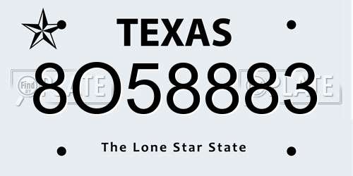 8O58883 Texas License Plate