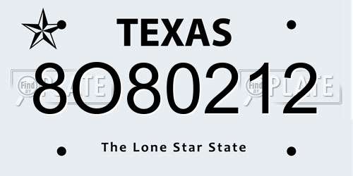 8O80212 Texas License Plate