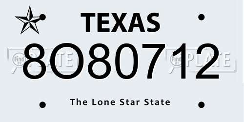 8O80712 Texas License Plate
