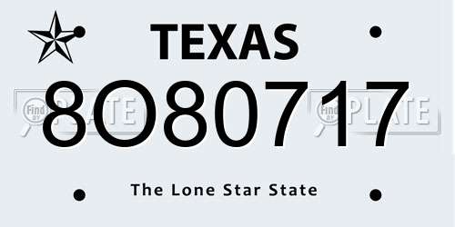 8O80717 Texas License Plate