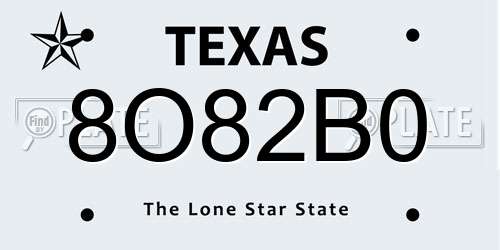 8O82B0 Texas License Plate
