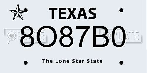 8O87B0 Texas License Plate