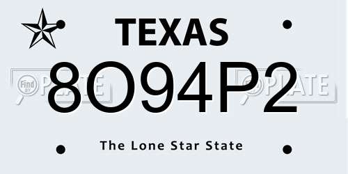 8O94P2 Texas License Plate