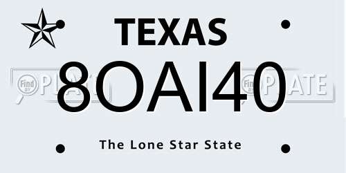 8OAI40 Texas License Plate