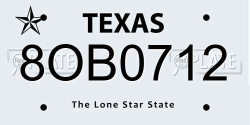 8OB0712 Texas License Plate