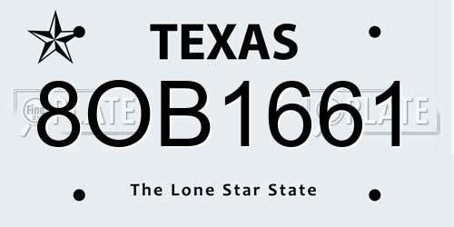 8OB1661 Texas License Plate