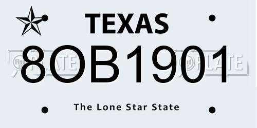 8OB1901 Texas License Plate