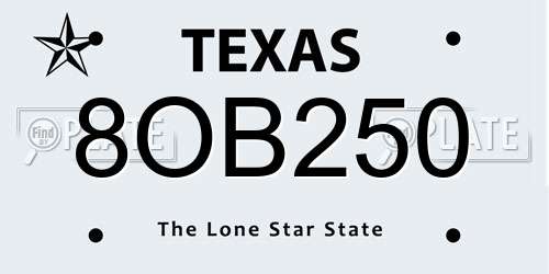 8OB250 Texas License Plate