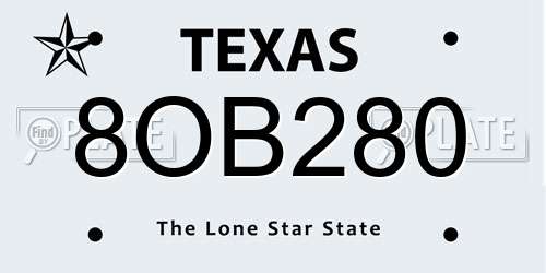 8OB280 Texas License Plate