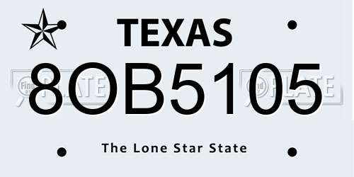 8OB5105 Texas License Plate