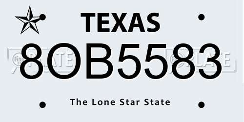 8OB5583 Texas License Plate