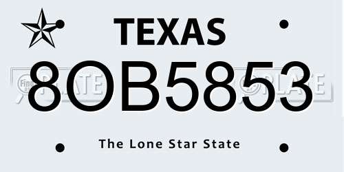 8OB5853 Texas License Plate