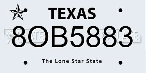 8OB5883 Texas License Plate