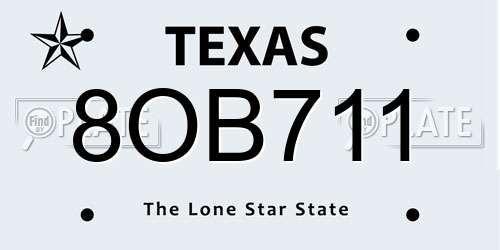 8OB711 Texas License Plate