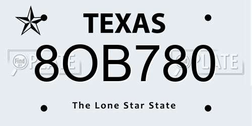 8OB780 Texas License Plate