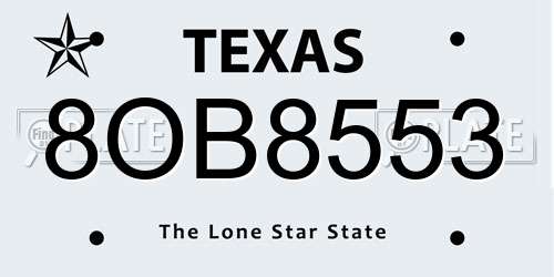 8OB8553 Texas License Plate
