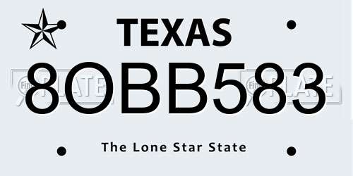 8OBB583 Texas License Plate