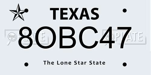8OBC47 Texas License Plate