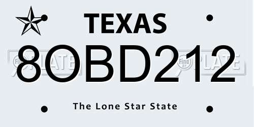 8OBD212 Texas License Plate