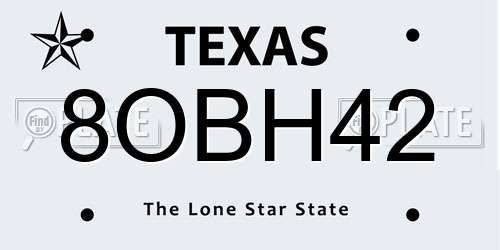 8OBH42 Texas License Plate