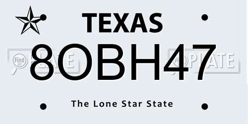 8OBH47 Texas License Plate