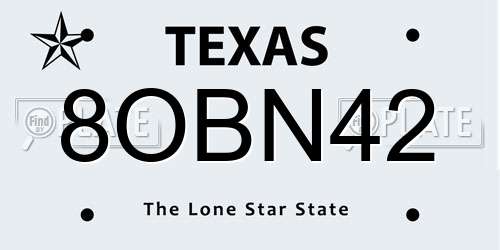 8OBN42 Texas License Plate