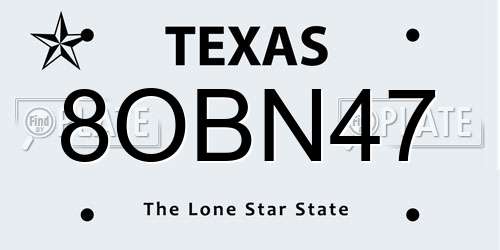 8OBN47 Texas License Plate