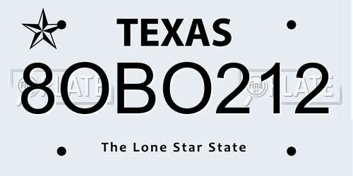 8OBO212 Texas License Plate
