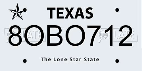 8OBO712 Texas License Plate