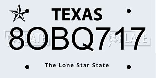 8OBQ717 Texas License Plate
