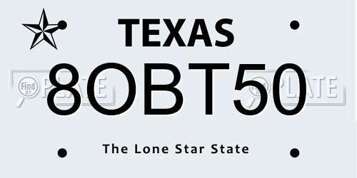 8OBT50 Texas License Plate