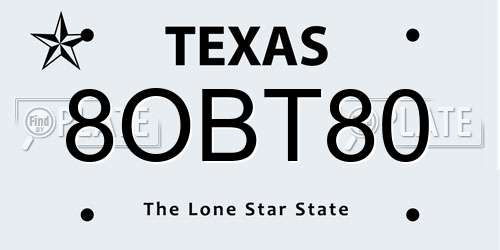 8OBT80 Texas License Plate