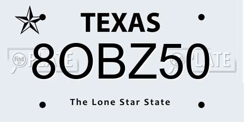 8OBZ50 Texas License Plate