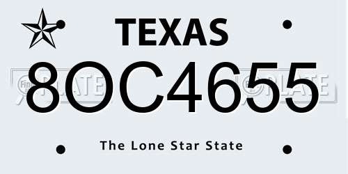 8OC4655 Texas License Plate