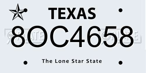 8OC4658 Texas License Plate