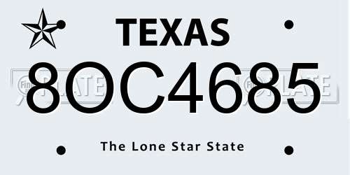 8OC4685 Texas License Plate