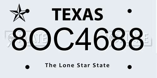 8OC4688 Texas License Plate