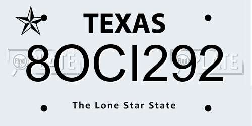 8OCI292 Texas License Plate